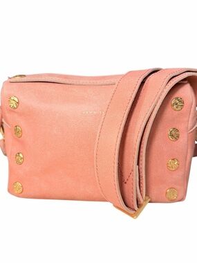 Hammitt Coral Pink Leather Crossbody Bag with Gold Studs